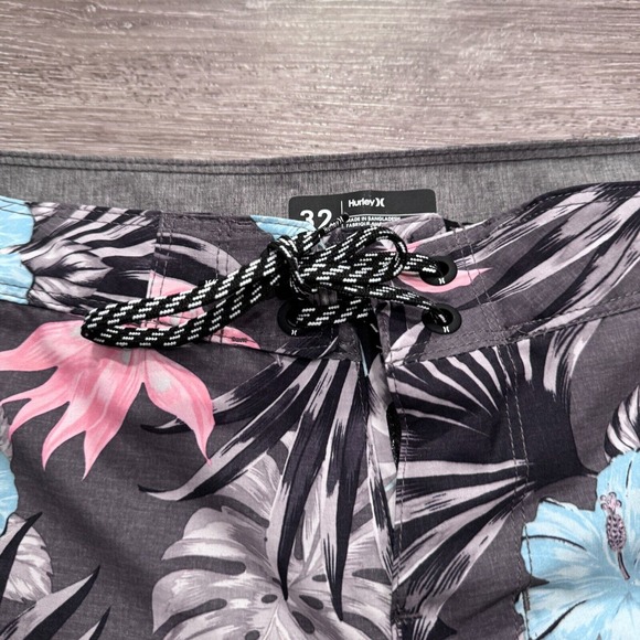 Hurley Board Shorts 32 Mens Blue Floral Swim Trunks Surfing Surfer Palm Hawaiian - Picture 3 of 9
